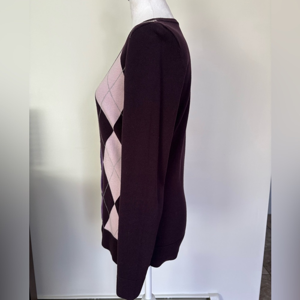 🎾LOFT Purple and Pink Argyle Cardigan - Picture 5 of 7